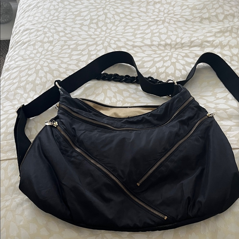 Alexis Hudson Black Shoulder Bag with Gold Accents
